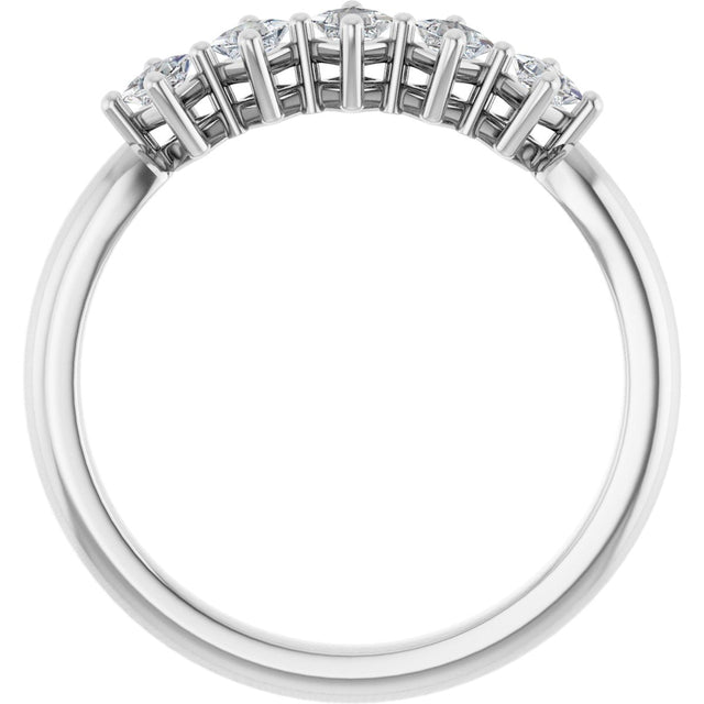10K Gold Square Natural Diamond Five-Stone Anniversary Band – .07–1/2 CTW - White Gold - view 2