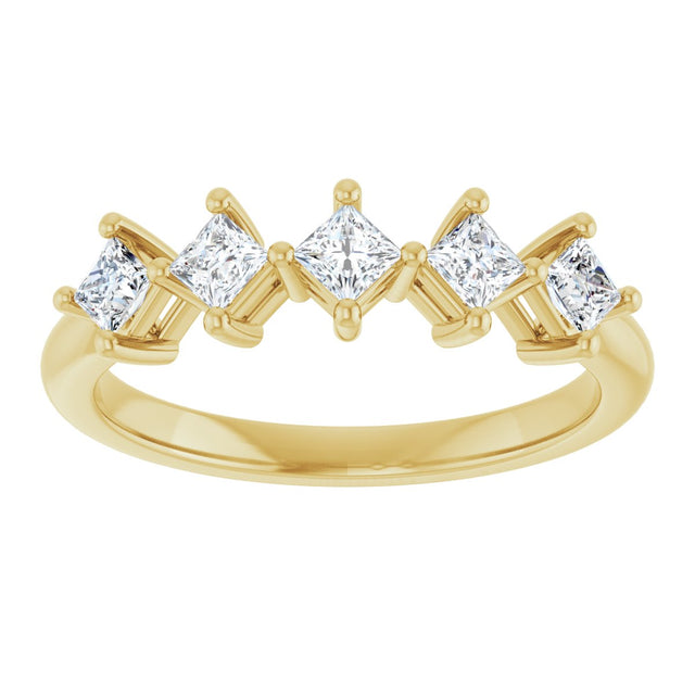 10K Gold Square Lab-Grown Diamond Five-Stone Anniversary Band – 1/2–1 9/10 CTW (Style 123843) - Yellow Gold - view 3