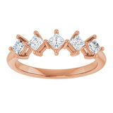10K Gold Square Natural Diamond Five-Stone Anniversary Band – .07–1/2 CTW - Rose Gold - view 3