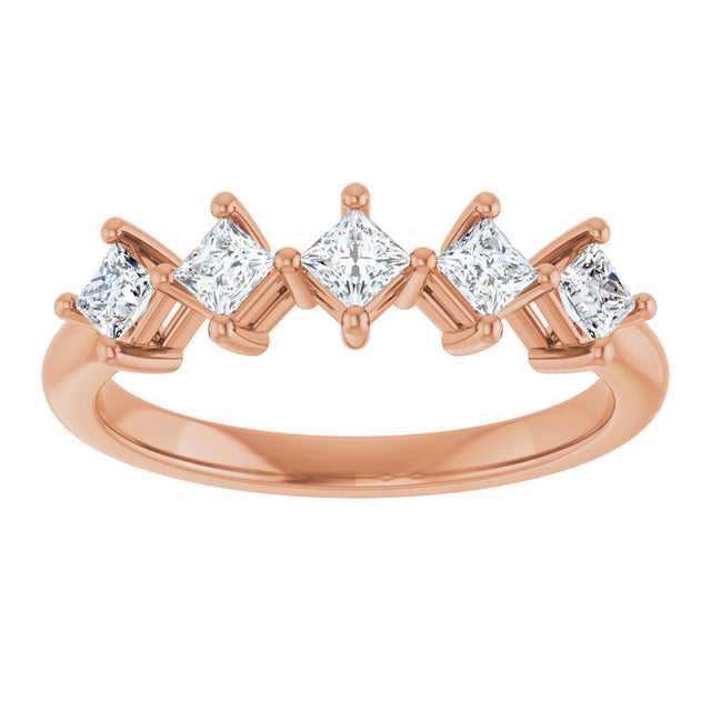 10K Gold Square Natural Diamond Five-Stone Anniversary Band – .07–1/2 CTW - Rose Gold - view 3