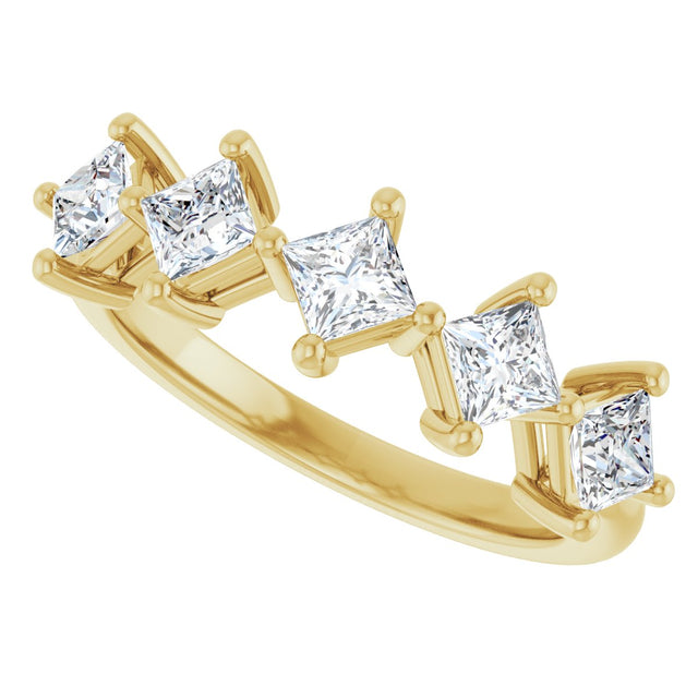 10K Gold Square Natural Diamond Five-Stone Anniversary Band – 5/8–1 9/10 CTW - Yellow Gold - view 5
