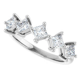 10K Gold Square Natural Diamond Five-Stone Anniversary Band – 5/8–1 9/10 CTW - White Gold - view 5