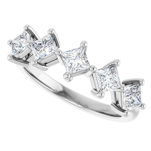 10K Gold Square Lab-Grown Diamond Five-Stone Anniversary Band – 1/2–1 9/10 CTW (Style 123843) - White Gold - view 5