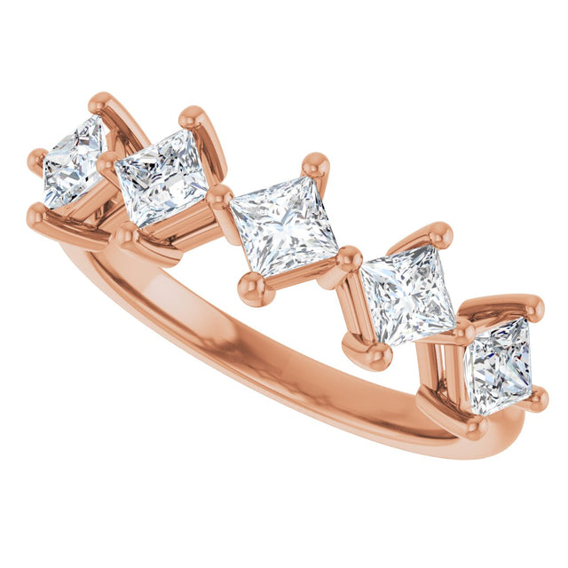 10K Gold Square Lab-Grown Diamond Five-Stone Anniversary Band – 1/2–1 9/10 CTW (Style 123843) - Rose Gold - view 5