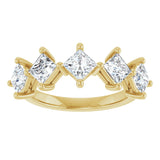 10K Gold Square Lab-Grown Diamond Five-Stone Anniversary Band – 2 CTW - Yellow Gold - view 3