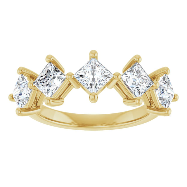 10K Gold Square Lab-Grown Diamond Five-Stone Anniversary Band – 2 CTW - Yellow Gold - view 3