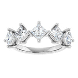 10K Gold Square Lab-Grown Diamond Five-Stone Anniversary Band – 2 CTW - White Gold - view 3