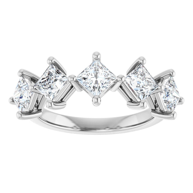 10K Gold Square Natural Diamond Five-Stone Anniversary Band – 5/8–1 9/10 CTW - White Gold - view 3