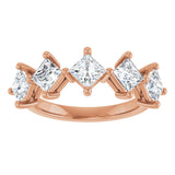 10K Gold Square Lab-Grown Diamond Five-Stone Anniversary Band – 2 CTW - Rose Gold - view 3