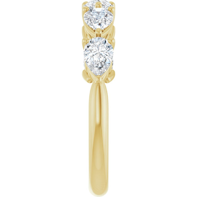 14K Gold Pear Lab-Grown Diamond Five-Stone Anniversary Band – 5/8–1 1/4 CTW - Yellow Gold - view 4