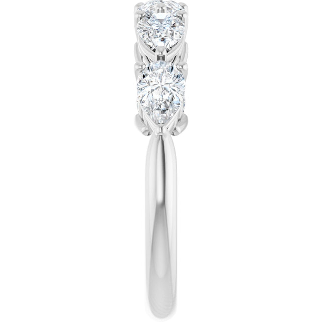 14K Gold Pear Lab-Grown Diamond Five-Stone Anniversary Band – 5/8–1 1/4 CTW - White Gold - view 4