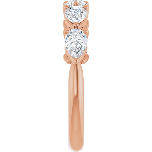 14K Gold Pear Lab-Grown Diamond Five-Stone Anniversary Band – 5/8–1 1/4 CTW - Rose Gold - view 4