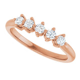 14K Gold Round Natural Diamond Five-Stone Anniversary Band – 1/6–5/8 CTW - Rose Gold - view 5