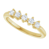 10K Gold Round Natural Diamond Five-Stone Anniversary Band – 1/3–3/4 CTW (Style 123843) - Yellow Gold - view 5