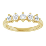 10K Gold Round Natural Diamond Five-Stone Anniversary Band – 1/3–3/4 CTW (Style 123843) - Yellow Gold - view 3