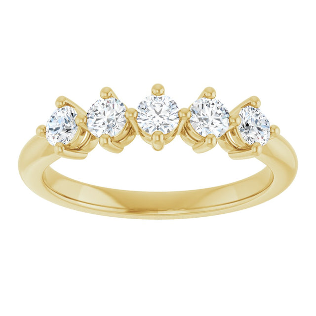 10K Gold Round Lab-Grown Diamond Five-Stone Anniversary Band – 3/8–3/4 CTW - Yellow Gold - view 3
