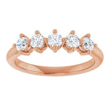 10K Gold Round Lab-Grown Diamond Five-Stone Anniversary Band – 3/8–3/4 CTW - Rose Gold - view 3