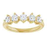 10K Gold Round Natural Diamond Five-Stone Anniversary Band – 1/3–3/4 CTW (Style 123843) - Yellow Gold - view 3