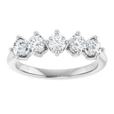 10K Gold Round Natural Diamond Five-Stone Anniversary Band – 1/3–3/4 CTW (Style 123843) - White Gold - view 3