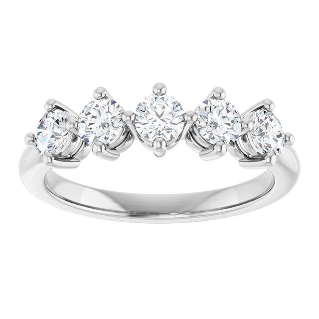 10K Gold Round Natural Diamond Five-Stone Anniversary Band – 1/3–3/4 CTW (Style 123843) - White Gold - view 3