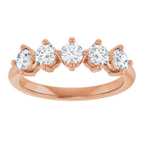 10K Gold Round Natural Diamond Five-Stone Anniversary Band – 1/3–3/4 CTW (Style 123843) - Rose Gold - view 3