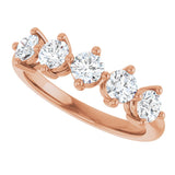 10K Gold Round Lab-Grown Diamond Five-Stone Anniversary Band – 9/10–1 5/8 CTW - Rose Gold - view 5