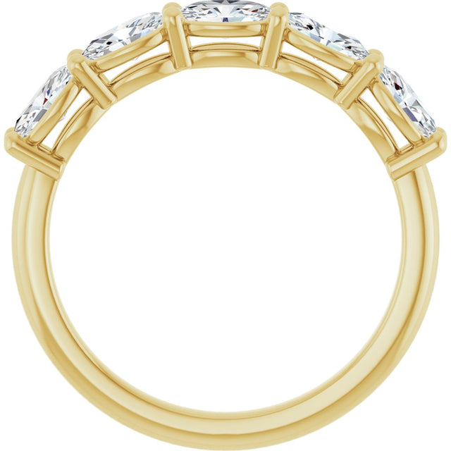 10K Gold Oval Natural Diamond Five-Stone Anniversary Band – 1 1/3–1 7/8 CTW - Yellow Gold - view 2