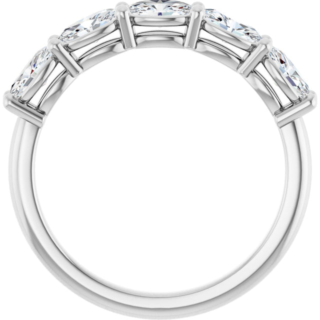10K Gold Oval Lab-Grown Diamond Five-Stone Anniversary Band – 9/10–2 CTW - White Gold - view 2