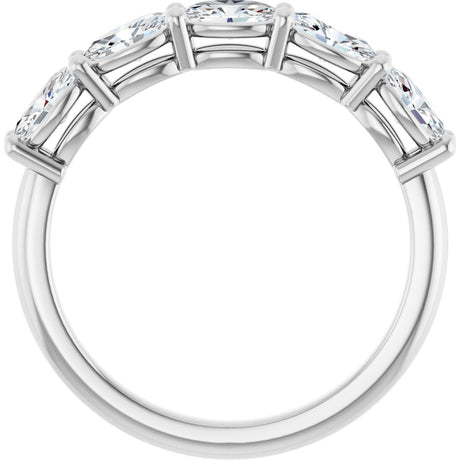 Platinum Oval Lab-Grown Diamond Five-Stone Anniversary Band – 5x3 mm Stones - view 2