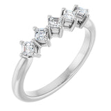 14K Gold Asscher Natural Diamond Five-Stone Anniversary Band – 1/4–3/8 CTW - White Gold
