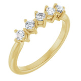 14K Gold Asscher Natural Diamond Five-Stone Anniversary Band – 1/4–3/8 CTW - Yellow Gold