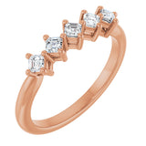 14K Gold Asscher Natural Diamond Five-Stone Anniversary Band – 1/4–3/8 CTW - Rose Gold