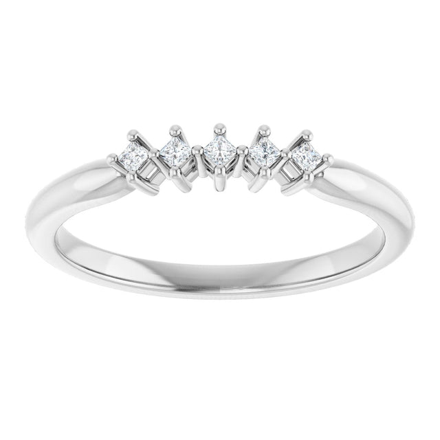 10K Gold Square Natural Diamond Five-Stone Anniversary Band – .07–1/2 CTW - White Gold - view 3