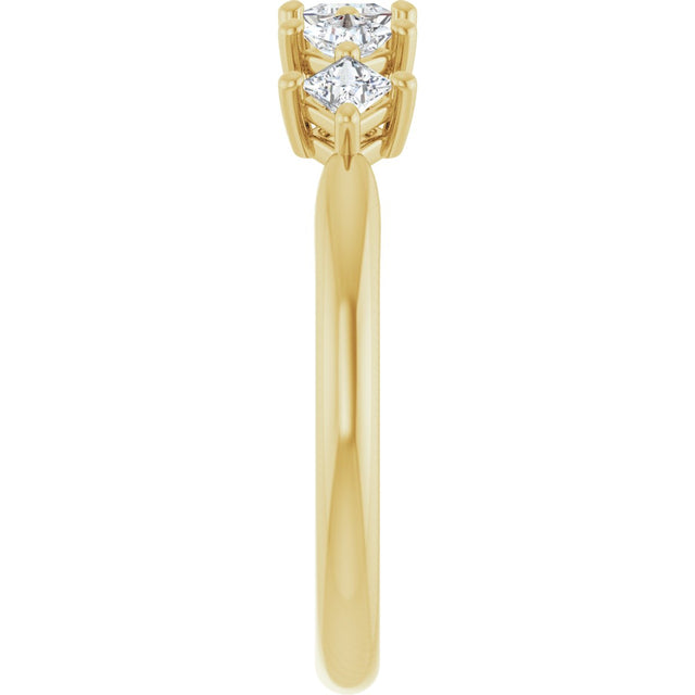 10K Gold Square Lab-Grown Diamond Five-Stone Anniversary Band – .07–3/8 CTW - Yellow Gold - view 4