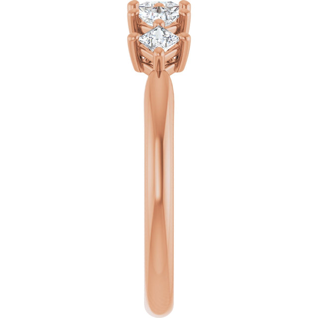 10K Gold Square Lab-Grown Diamond Five-Stone Anniversary Band – .07–3/8 CTW - Rose Gold - view 4
