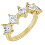 10K Gold Square Natural Diamond Five-Stone Anniversary Band – 5/8–1 9/10 CTW - Yellow Gold