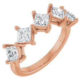 10K Gold Square Natural Diamond Five-Stone Anniversary Band – 5/8–1 9/10 CTW - Rose Gold