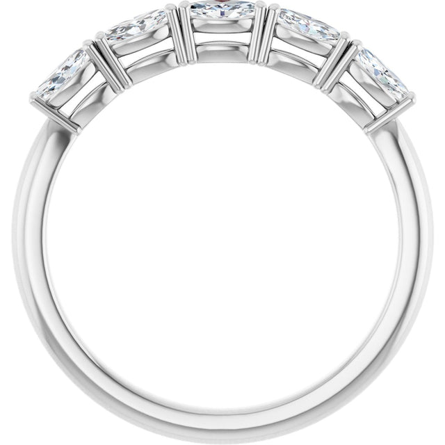 Platinum Marquise Natural Diamond Five-Stone Anniversary Band – 1/3–5/8 CTW - view 2