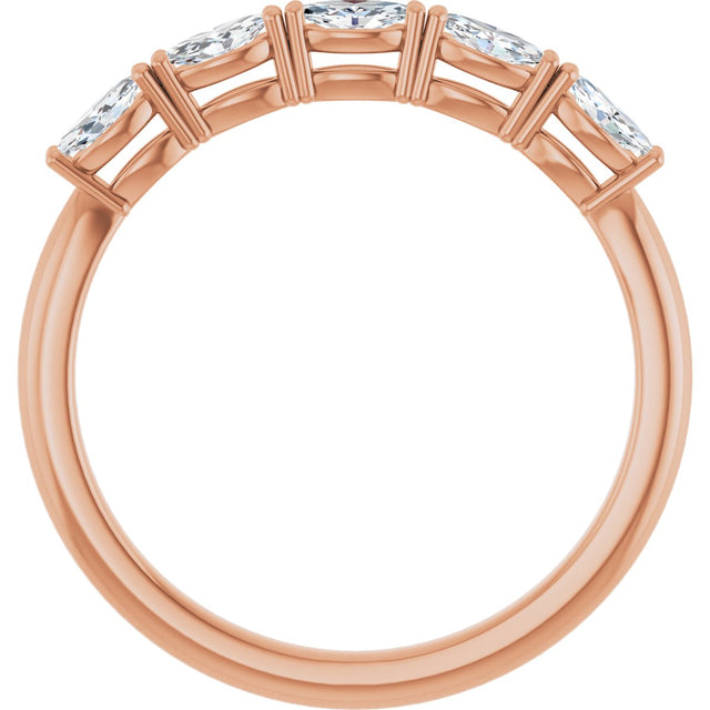 14K Gold Marquise Natural Diamond Five-Stone Anniversary Band – 1/3–5/8 CTW - Rose Gold - view 2