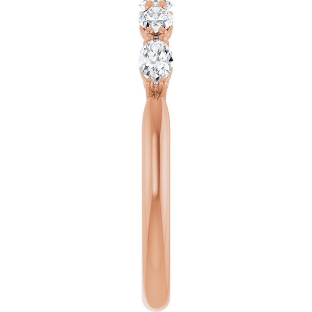 14K Gold Marquise Natural Diamond Five-Stone Anniversary Band – 1/3–5/8 CTW - Rose Gold - view 4