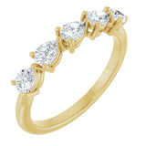 14K Gold Pear Natural Diamond Five-Stone Anniversary Band – 3/4–1 1/4 CTW - Yellow Gold