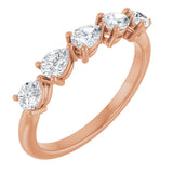 14K Gold Pear Natural Diamond Five-Stone Anniversary Band – 3/4–1 1/4 CTW - Rose Gold