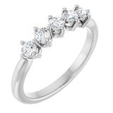 14K Gold Round Natural Diamond Five-Stone Anniversary Band – 3/4–9/10 CTW - White Gold