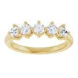10K Gold Round Natural Diamond Five-Stone Anniversary Band – 1/3–3/4 CTW (Style 123843) - Yellow Gold - view 3