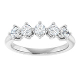 10K Gold Round Lab-Grown Diamond Five-Stone Anniversary Band – 3/8–3/4 CTW - White Gold - view 3