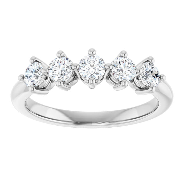 10K Gold Round Natural Diamond Five-Stone Anniversary Band – 1/3–3/4 CTW (Style 123843) - White Gold - view 3