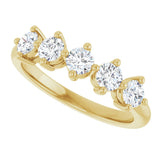 10K Gold Round Natural Diamond Five-Stone Anniversary Band – 1/3–3/4 CTW (Style 123843) - Yellow Gold - view 5