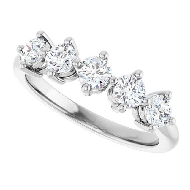 10K Gold Round Lab-Grown Diamond Five-Stone Anniversary Band – 3/8–3/4 CTW - White Gold - view 5