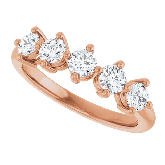 10K Gold Round Natural Diamond Five-Stone Anniversary Band – 1/3–3/4 CTW (Style 123843) - Rose Gold - view 5