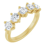 10K Gold Round Lab-Grown Diamond Five-Stone Anniversary Band – 9/10–1 5/8 CTW - Yellow Gold